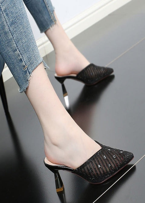 New Summer Elegant Fashion Pointed Toe Half Stiletto Heel Comfortable Sandals CODE: KAR2249