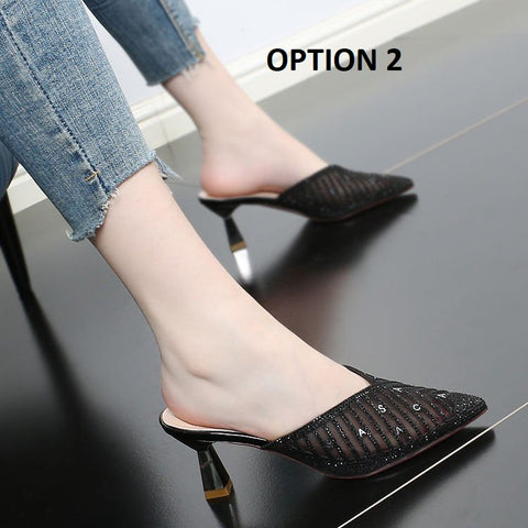 New Summer Elegant Fashion Pointed Toe Half Stiletto Heel Comfortable Sandals CODE: KAR2249