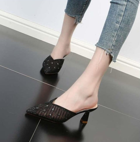 New Summer Elegant Fashion Pointed Toe Half Stiletto Heel Comfortable Sandals CODE: KAR2249
