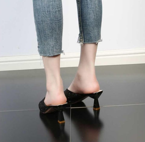 New Summer Elegant Fashion Pointed Toe Half Stiletto Heel Comfortable Sandals CODE: KAR2249