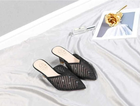 New Summer Elegant Fashion Pointed Toe Half Stiletto Heel Comfortable Sandals CODE: KAR2249