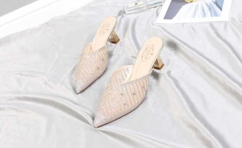 New Summer Elegant Fashion Pointed Toe Half Stiletto Heel Comfortable Sandals CODE: KAR2249