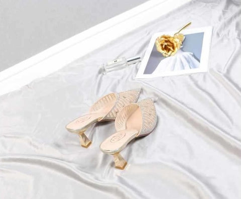 New Summer Elegant Fashion Pointed Toe Half Stiletto Heel Comfortable Sandals CODE: KAR2249