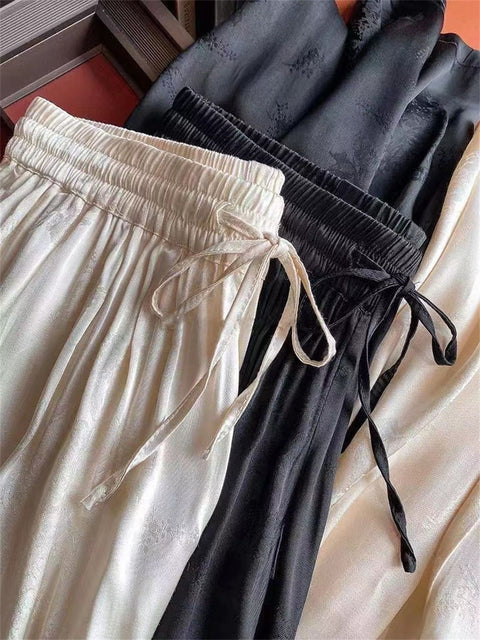 New Summer Thin Ice Silk Flower Straight Pant CODE: KAR2255