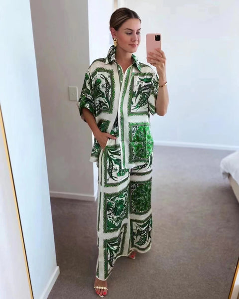 New Print Elastic Bazin Baggy Pant Rock Style Famous Suit 2 Piece Set CODE: KAR2258