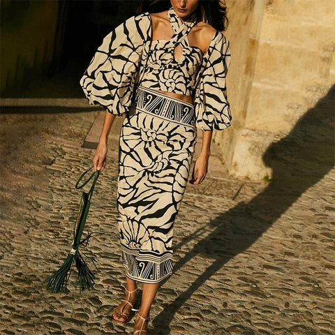 New Cover-up Crop Tank Top And Skirt 2 Piece Set Swimsuit CODE: KAR2260