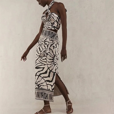 New Cover-up Crop Tank Top And Skirt 2 Piece Set Swimsuit CODE: KAR2260