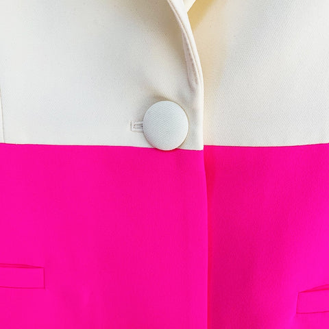 New Fashion Single Button Color Block Blazer Flare Pant Set CODE: KAR2269