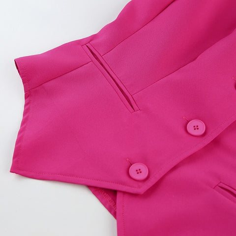Summer Elegant Button Vest Blazer High Waist Wide Leg Pant 2 Piece Set CODE: KAR2271