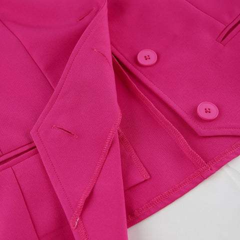 Summer Elegant Button Vest Blazer High Waist Wide Leg Pant 2 Piece Set CODE: KAR2271