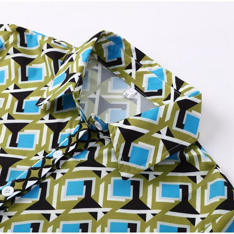 New Loose Long Sleeve Turn-down Collar Feather Print Shirt Pant 2 Piece Set CODE: KAR2274