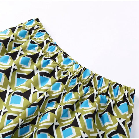 New Loose Long Sleeve Turn-down Collar Feather Print Shirt Pant 2 Piece Set CODE: KAR2274