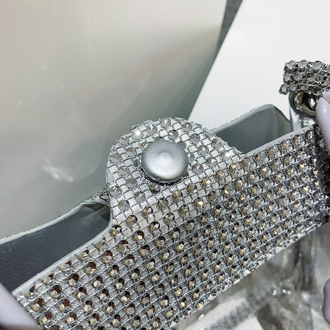 New Fashion Rhinestone Transparent Glitter Jelly Thick Chain Shoulder Bag CODE: KAR2275