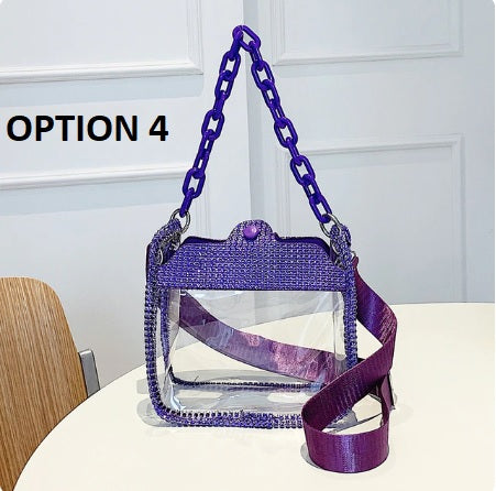 New Fashion Rhinestone Transparent Glitter Jelly Thick Chain Shoulder Bag CODE: KAR2275