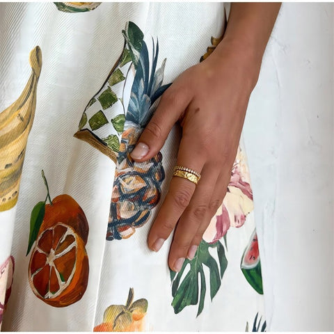 Summer Fashion Fruit Printed Puff Sleeve O-Neck Maxi Long Dress CODE: KAR2279
