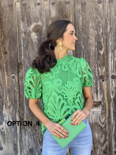 New Hollow Out Loose Lace Short Sleeve Casual Top CODE: KAR2280