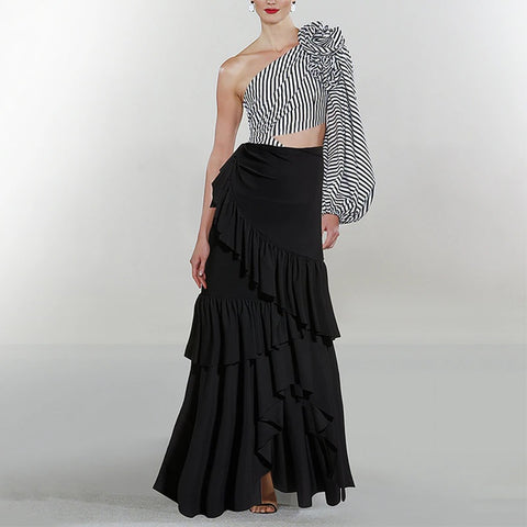 Summer Cover-up Crop Tank Top And Skirt Two Piece Set Swimsuit CODE: KAR2285