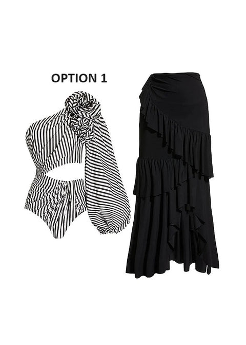 Summer Cover-up Crop Tank Top And Skirt Two Piece Set Swimsuit CODE: KAR2285