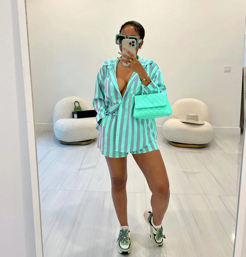 New Fashion Print Elastic Short Rock Style 2 Piece Set CODE: KAR2288