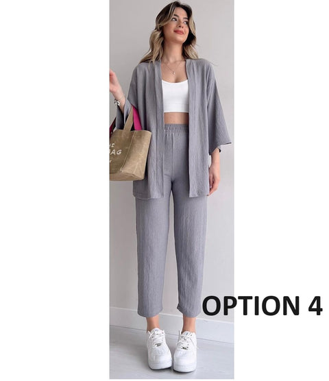 Summer Fashion Wrist Sleeve Top And Pant 2 Piece Set CODE: KAR2289
