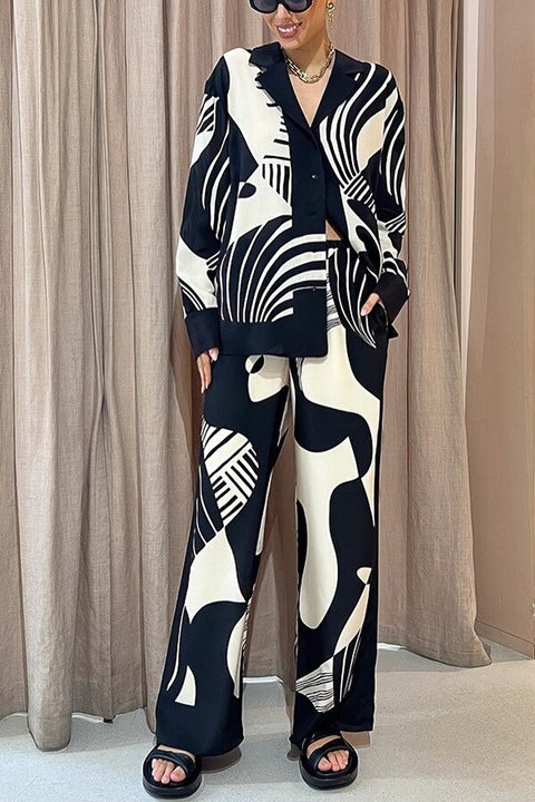 Summer Autumn Long Sleeve Shirt And Pant 2 Piece Set CODE: KAR2291
