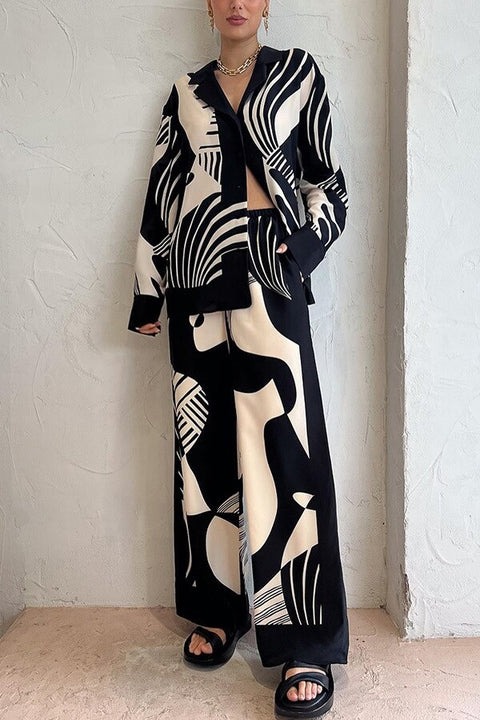 Summer Autumn Long Sleeve Shirt And Pant 2 Piece Set CODE: KAR2291