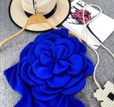 New Sweet Sleeveless Designer Flower Patchwork Off-shoulder Backless Top CODE: KAR2298