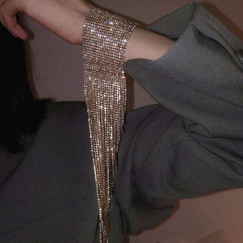 New Hyperbole Long Tassel Rhinestone Fancy Bracelet CODE: KAR2304
