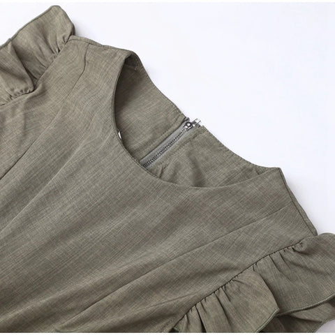 New Fashion Round Neck Short Sleeve Open Waist Wide Leg Jumpsuit CODE: KAR2306
