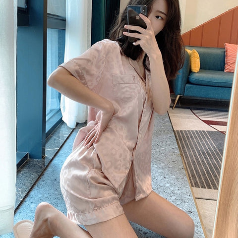 Summer Autumn Leopard Print Short Sleeve Sexy Two Piece Set CODE: KAR2309