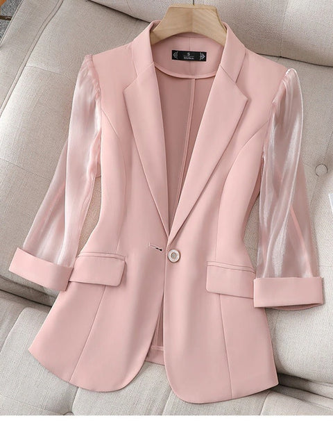 New Summer One Button Short Casual Three-Quarter Sleeve Blazer CODE: KAR2314