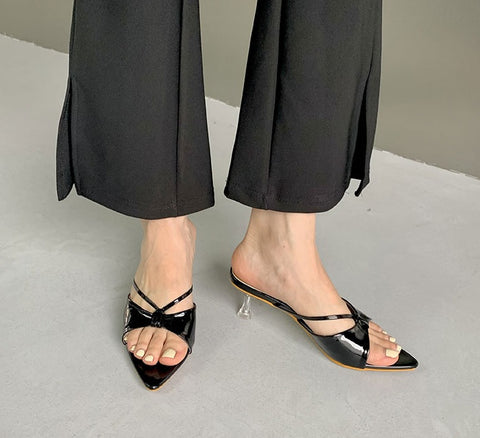 Summer Pointed Open Toe Low Heel Gold Cross Strap Sexy Sandle CODE: KAR2315
