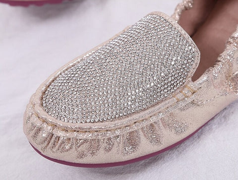 New rhinestone Sequined Cloth crystal foldable ballet flat shoe CODE: KAR2323