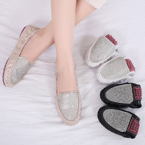 New rhinestone Sequined Cloth crystal foldable ballet flat shoe CODE: KAR2323