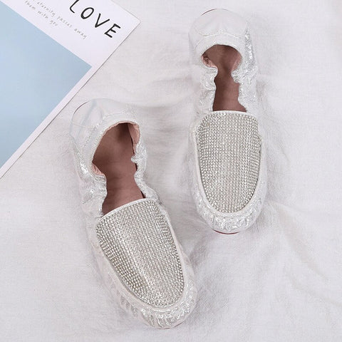 New rhinestone Sequined Cloth crystal foldable ballet flat shoe CODE: KAR2323