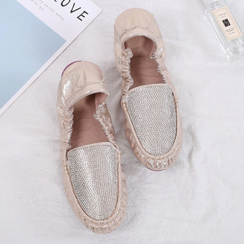 New rhinestone Sequined Cloth crystal foldable ballet flat shoe CODE: KAR2323