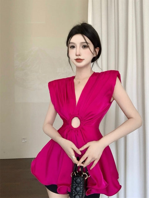 Summer New Style Fashion Hollow Out Sleeveless V Neck Ruffles Loose Elegant Shirt CODE: KAR2325