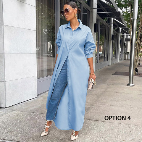 Autumn/Winter New Fashion Casual Solid Color Long Coat Dress CODE: KAR2331