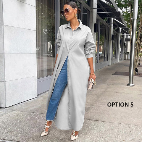 Autumn/Winter New Fashion Casual Solid Color Long Coat Dress CODE: KAR2331