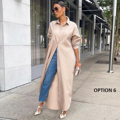 Autumn/Winter New Fashion Casual Solid Color Long Coat Dress CODE: KAR2331