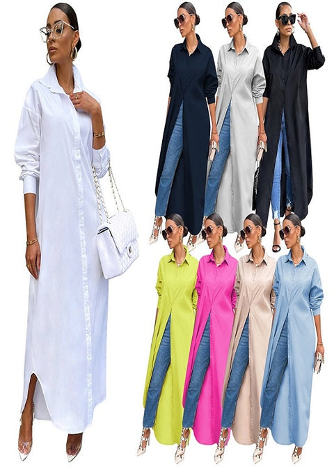 Autumn/Winter New Fashion Casual Solid Color Long Coat Dress CODE: KAR2331