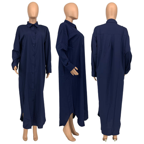 Autumn/Winter New Fashion Casual Solid Color Long Coat Dress CODE: KAR2331