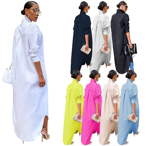 Autumn/Winter New Fashion Casual Solid Color Long Coat Dress CODE: KAR2331