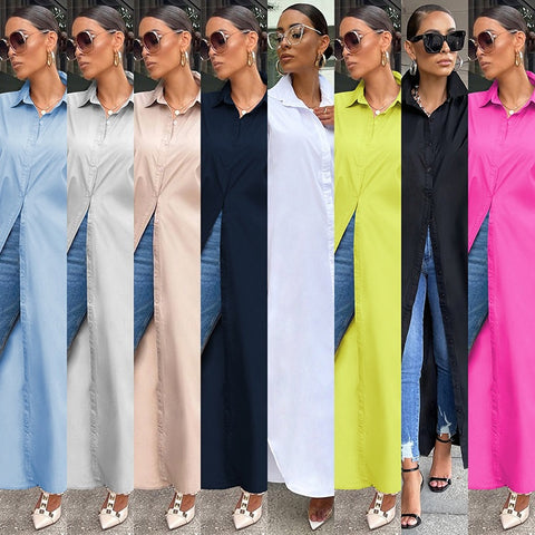 Autumn/Winter New Fashion Casual Solid Color Long Coat Dress CODE: KAR2331