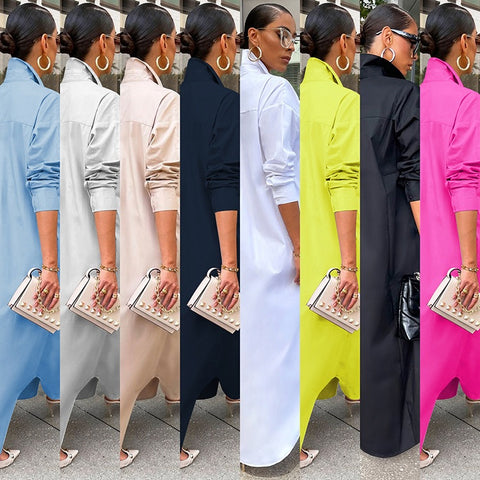 Autumn/Winter New Fashion Casual Solid Color Long Coat Dress CODE: KAR2331