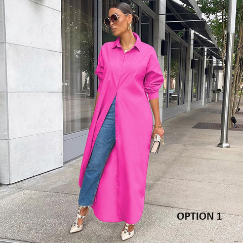 Autumn/Winter New Fashion Casual Solid Color Long Coat Dress CODE: KAR2331