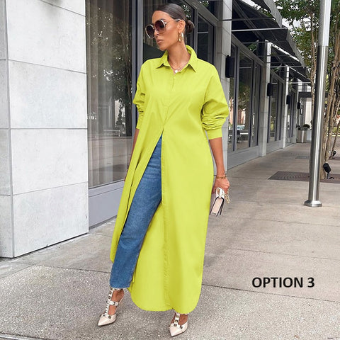 Autumn/Winter New Fashion Casual Solid Color Long Coat Dress CODE: KAR2331