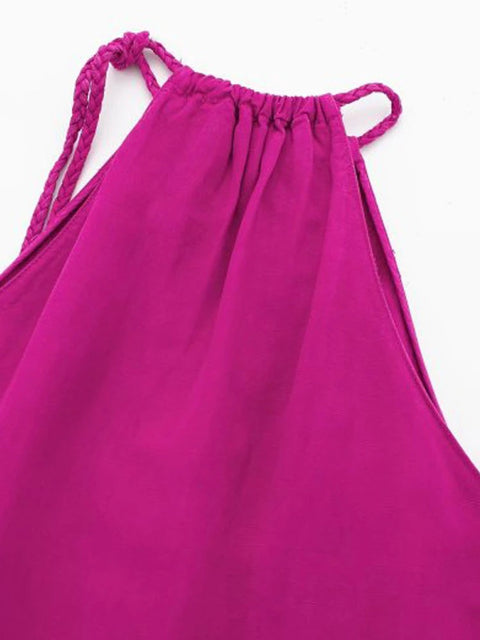 Summer Linen Fashion Loose Top Pocket Linen Wide Leg Pant 2-Piece Set CODE: KAR2335