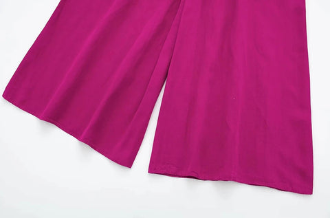 Summer Linen Fashion Loose Top Pocket Linen Wide Leg Pant 2-Piece Set CODE: KAR2335