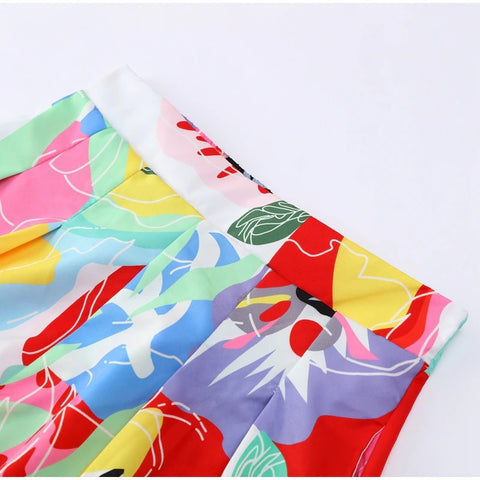 New Elegant Loose Long Sleeve Printed Shirt Elegant Fashion Wide Leg Pant 2 Piece Set CODE: KAR2342